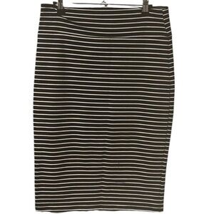 Popular Basics Elastic Pencil Skirt Black Stripe Size XL
